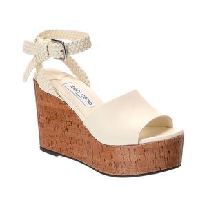 Jimmy Choo Jori 100 Leather Wedge Sandal, White